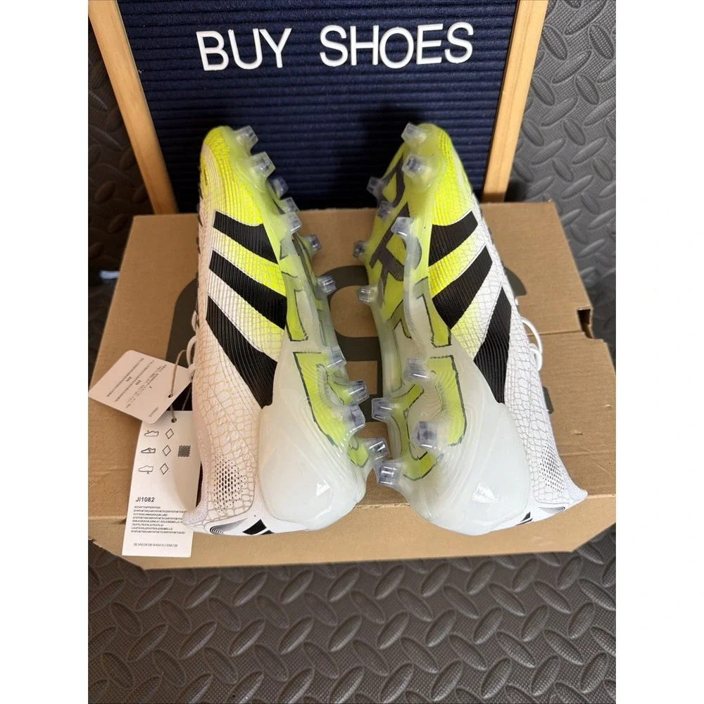 adidas Predator Elite FG Soccer Cleats White Black Green JI1082 Size 10 with Bag